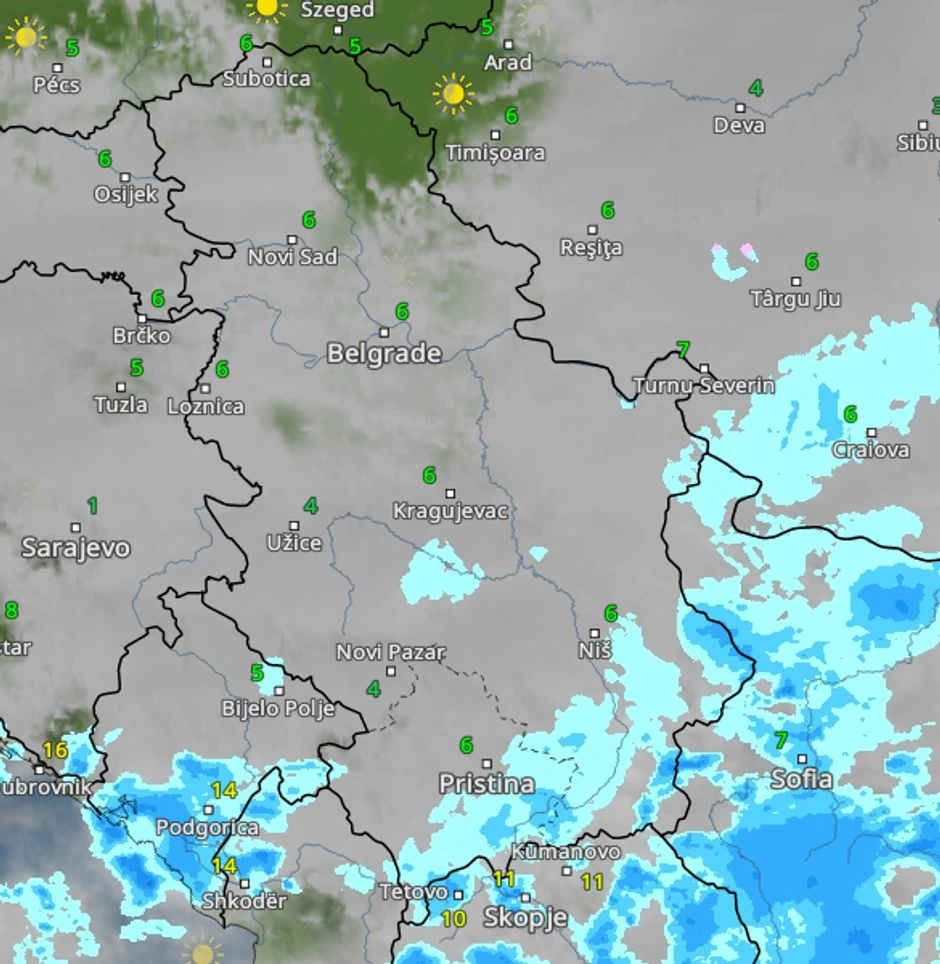 Radarski snimci u 10 sati ujutru