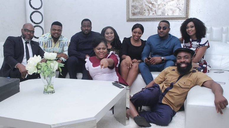 A cross section of actors on the set of Rita Daniels' film, 'The Enemy I know' [Instagram/Rita Daniels]