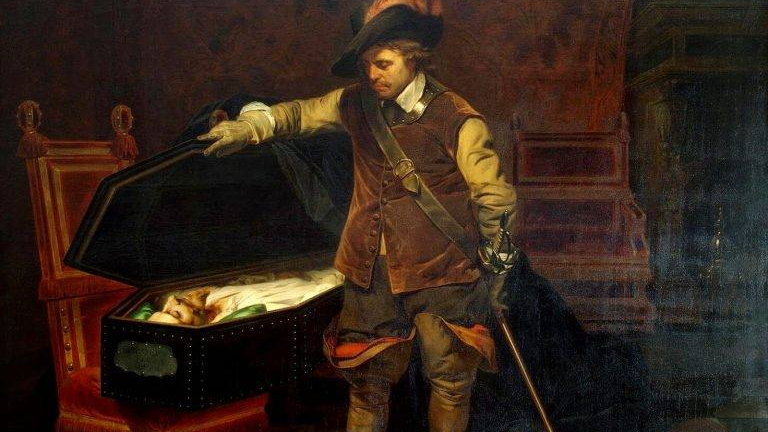 Cromwell nad trumną z ciałem Karola I Stuarta