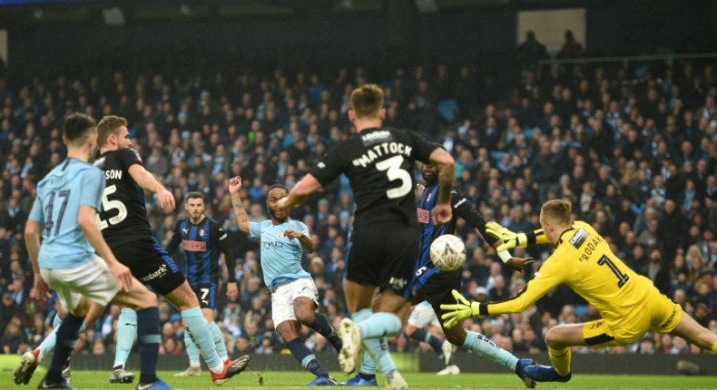 Opening strike: Raheem Sterling puts Man City ahead