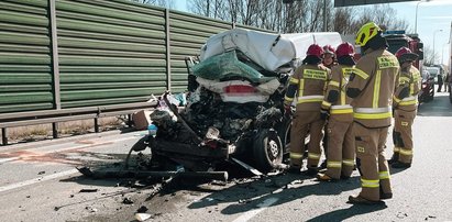 Jechała z paczkami. Nigdy ich nie dostarczy. Kabiny jej busa nawet nie widać. Ratownicy już nie mogli pomóc