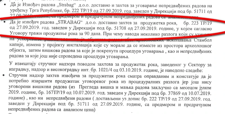 Firma "Štrabag" tražila produžetak roka
