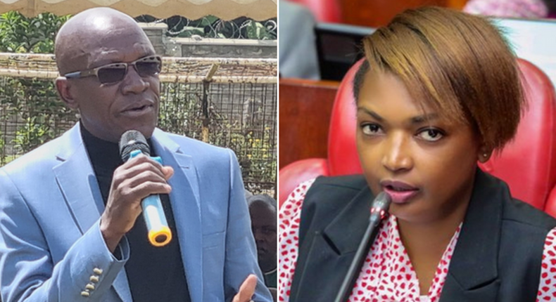 Senator Boni Khalwale of Kakamega (left) and Karen Nyamu (right)