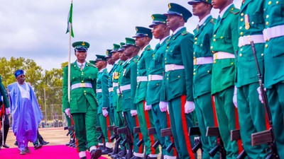 President Bola Ahmed Tinubu attends the Senior Course 25 Graduation Ceremony of the Armed Forces Command and Staff College, Jaji, Kaduna State on Friday. [Presidency]