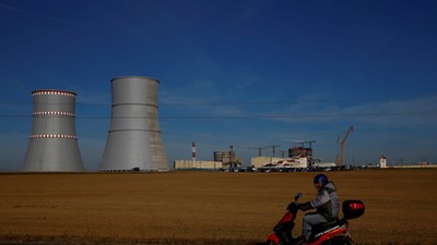 The construction site of the very first Belarusian nuclear power plant, which will have two power-generating units, is seen near the town of Ostrovets