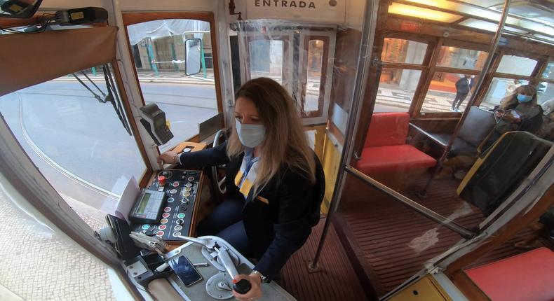 Ana Cristina Oliveira was one of the first women to be hired as a tram driver in Lisbon.