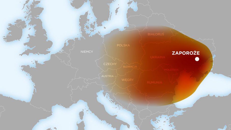 Strefa wykluczenia musiałaby potencjalnie objąć obszar niemal 30 tys. km kw. – czyli tyle, ile zajmuje całe województwo wielkopolskie, drugie największe w Polsce, a całkowita powierzchnia skażenia osiągnęłaby 2 mln km. kw. To jedna piąta powierzchni Europy