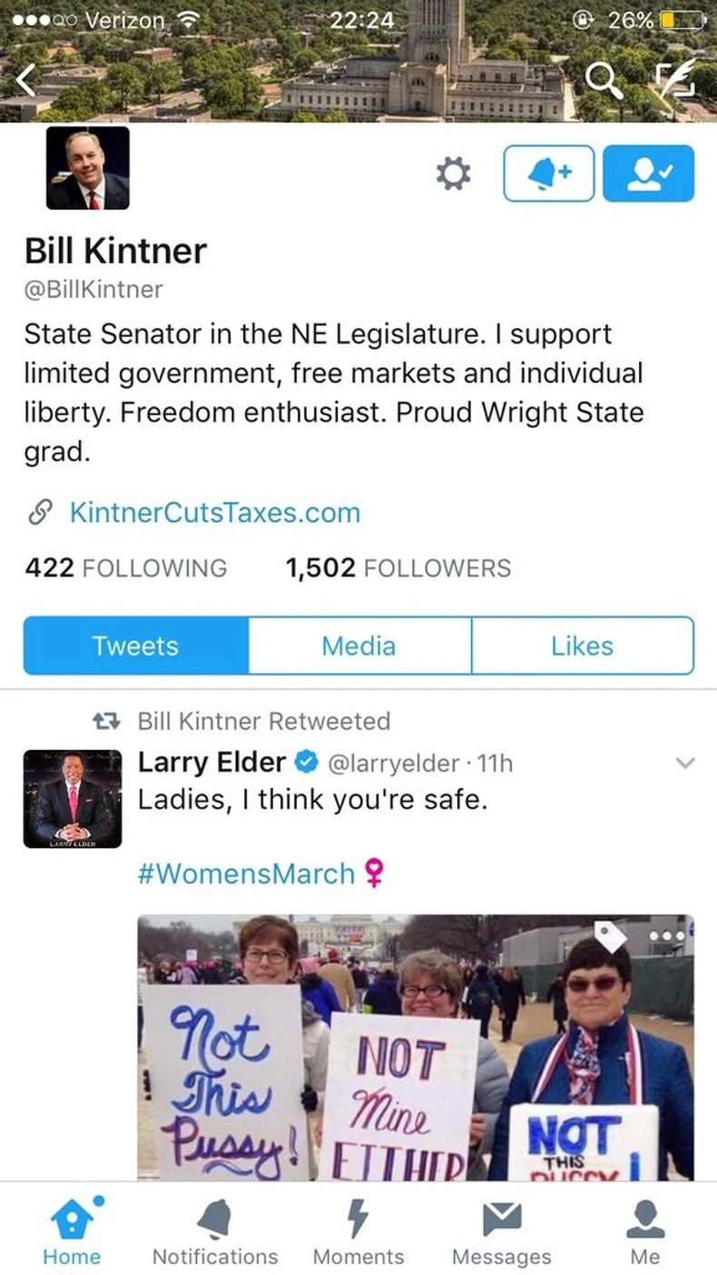 Kintner je retvitovao objavu radio voditelja Lerija Eldera