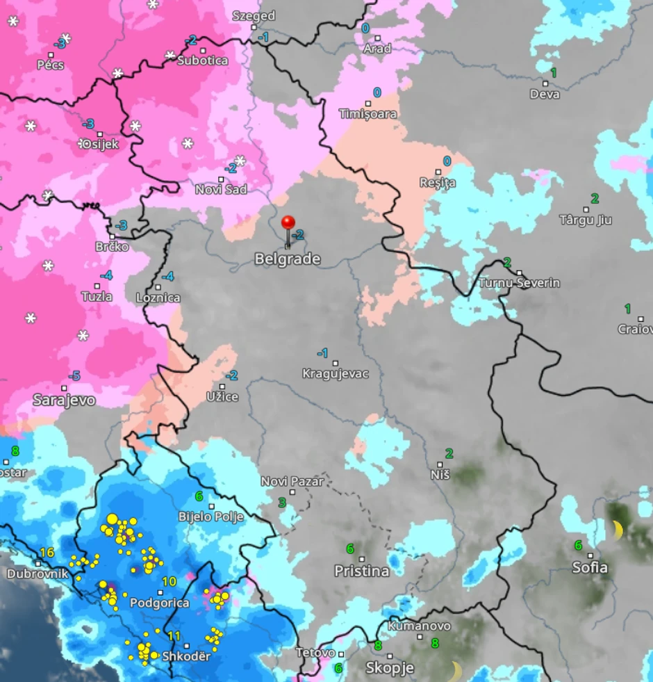 Vremenski radar danas u 23h