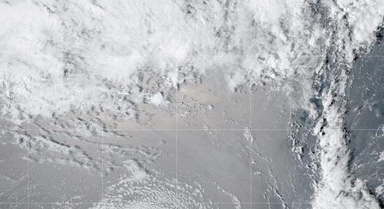 Satellites captured images of an umbrella cloud generated by the underwater eruption of the Tonga volcano, on January 15, 2022.