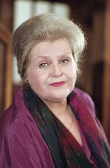 Małgorzata Lorentowicz na planie serialu "Spółka rodzinna", 1994 r.