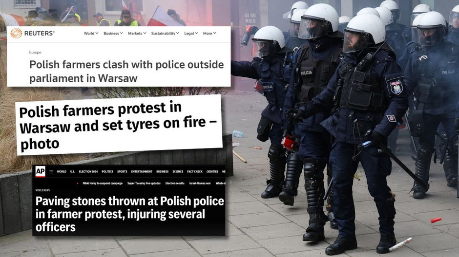 Demonstracja rolników w Warszawie (Screen: Reuters, "Ukraińska Prawda", AP)