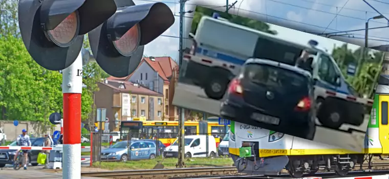 Policjant zlekceważył zamykający się przejazd. Jaki dostał mandat? [WIDEO]