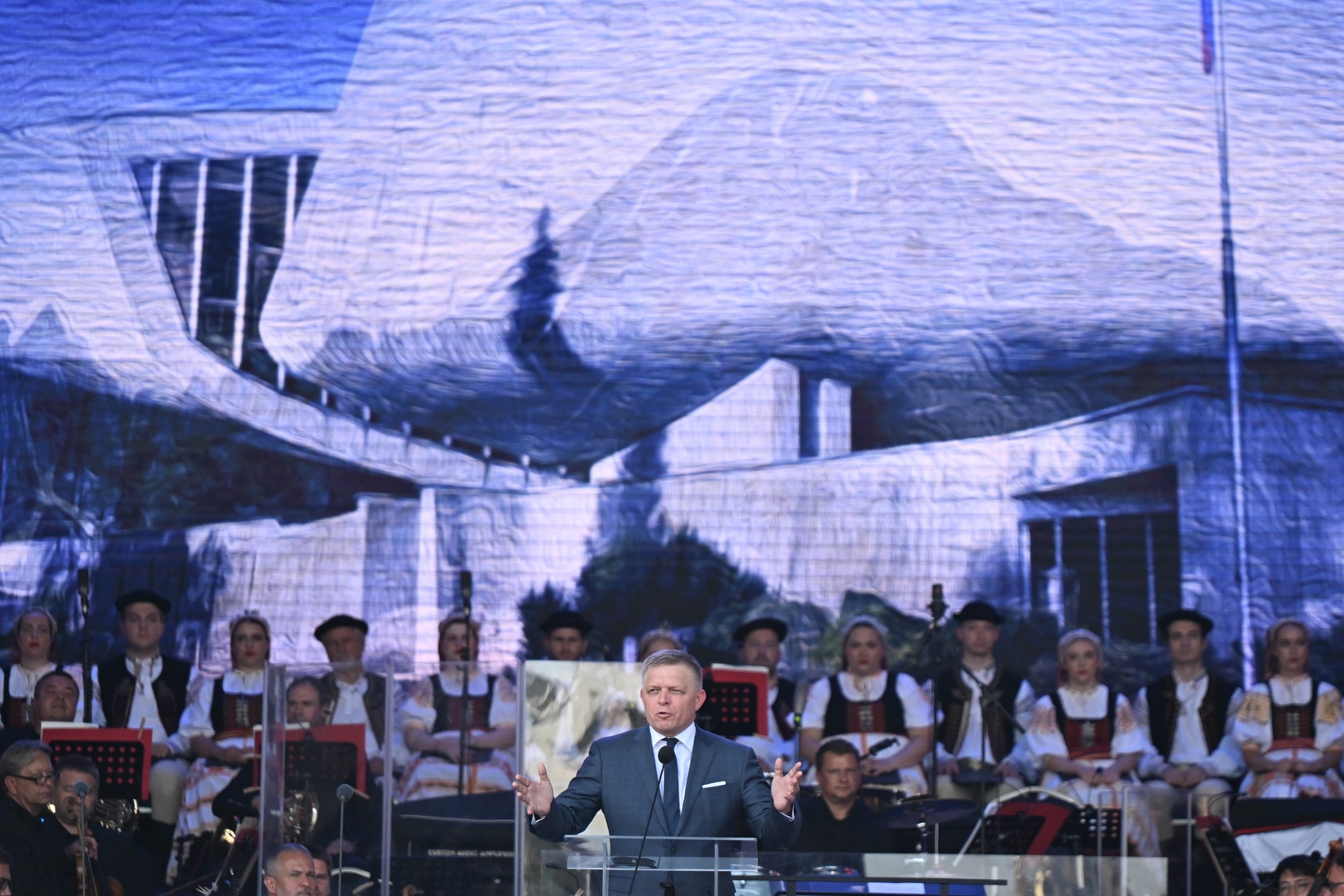 Predseda vlády SR Robert Fico na centrálnych oslavách 80. výročia Slovenského národného povstania (SNP).