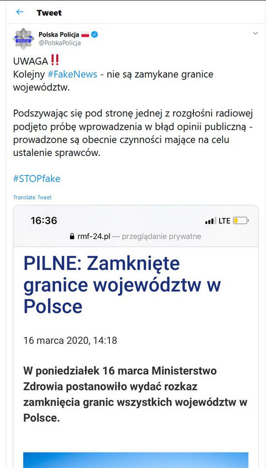 Koronawirus - przegląd fake newsów