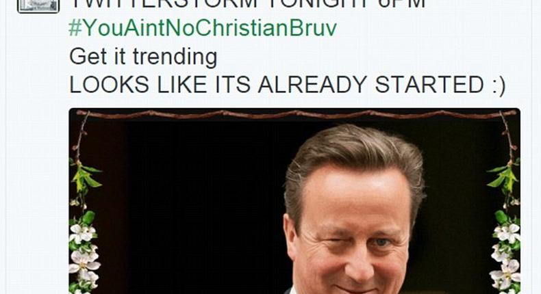 Twitter users insult David Cameron after posting Christmas message on peace and love