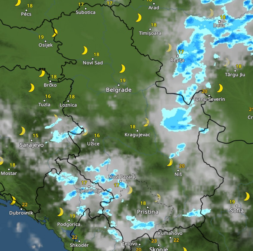 Kretanje nevremena u 23 sata