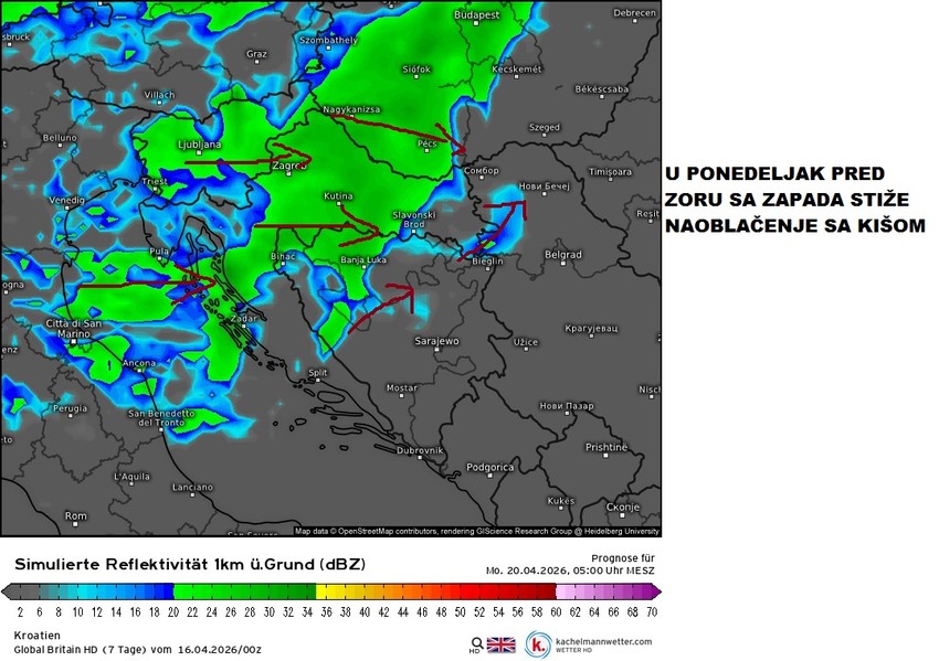 U ponedeljak stiže naoblačenje