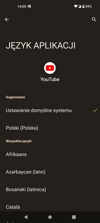 Android 13: Wybór języka aplikacji