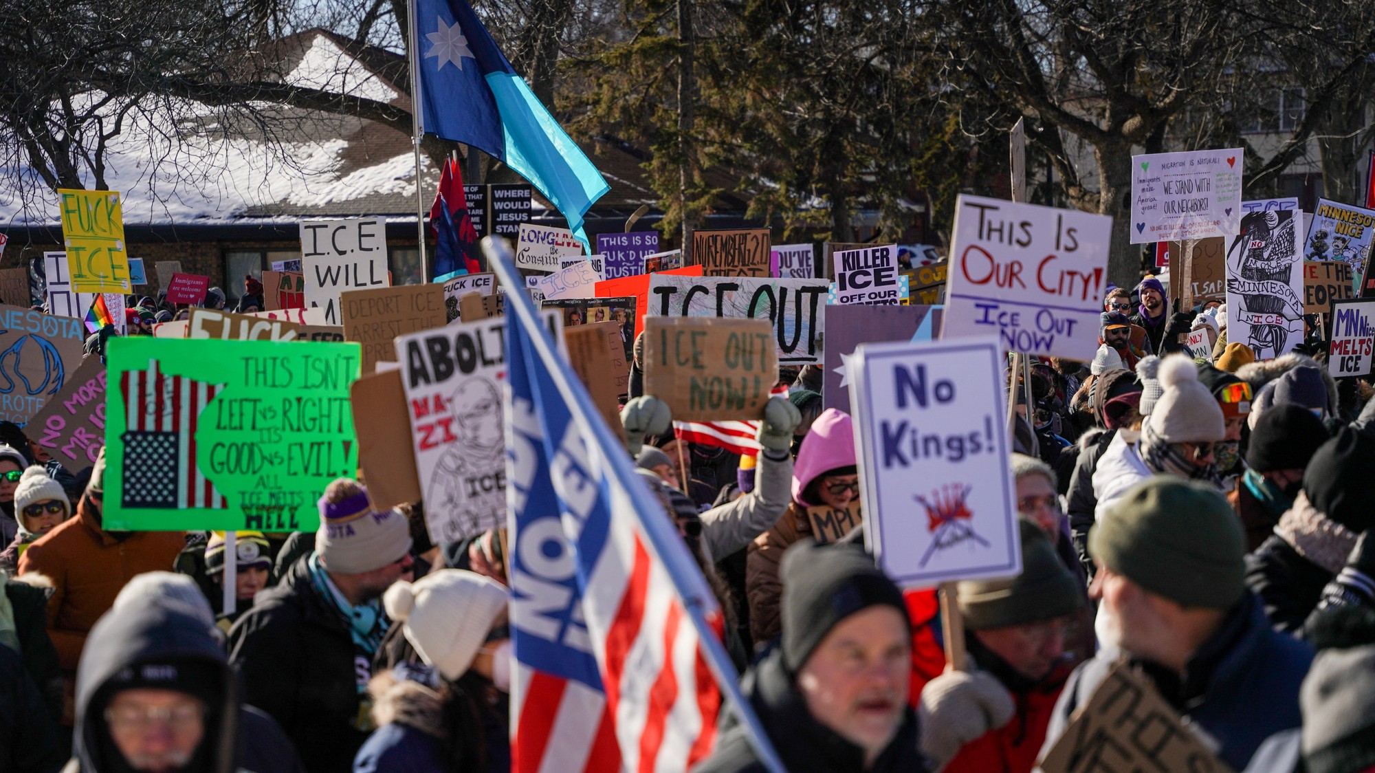 Protest proti ICE v Minneapolise.