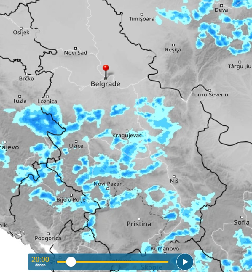 Kretanje nevremena u 20h