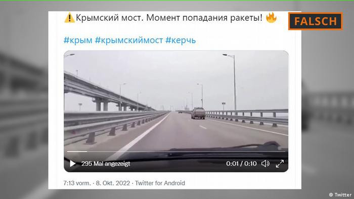 To wideo pojawiło się kilka miesięcy przed wybuchem mostu Krymskiego i zostało zmanipulowane.