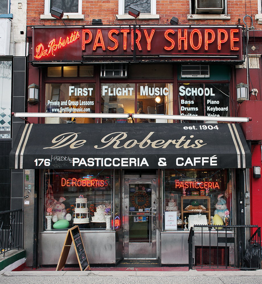 The East Village holds a special place in the couple's heart. Residents of the neighborhood for over 20 years, they've grown a special connection to the place and the small business owners there. De Robertis Pasticceria and Caffe, pictured here, closed in December 2014 after more than 110 years in business.
