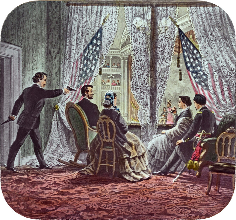 Scena zabójstwa Abrahama Lincolna w teatrze Forda