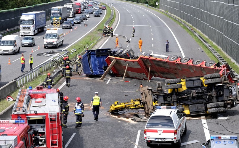 Wypadek na autostradzie A4 w Zabrzu