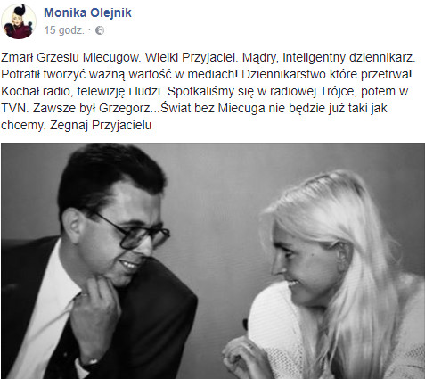 Monika Olejnik na Facebooku