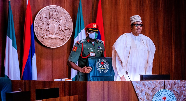 Buhari presides over virtual FEC meeting as ministers make presentations. [Twitter/@NigeriaGov]