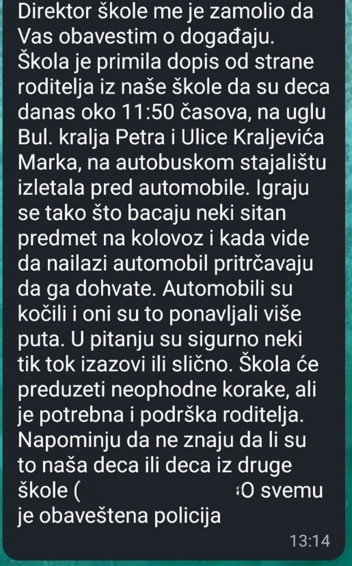 Upozorenje roditeljima