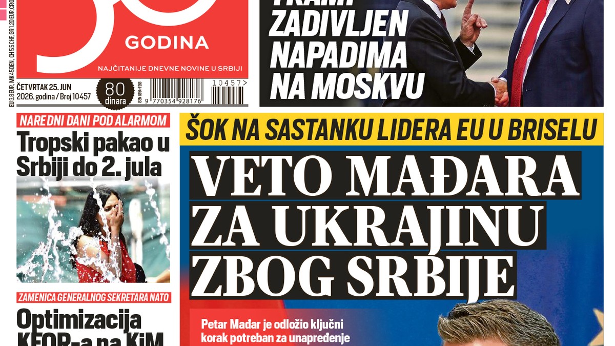Blic naslovna strana za 25.6.