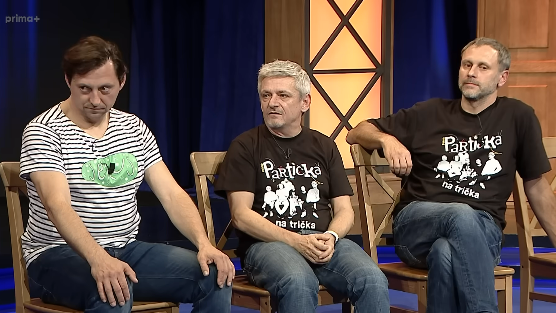 Zľava Lukáš Latinák, Michal Suchánek a Igor Chmela v šou Partička. 