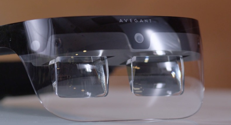 A cosmetic mock-up made by Avegant showing an AR headset.