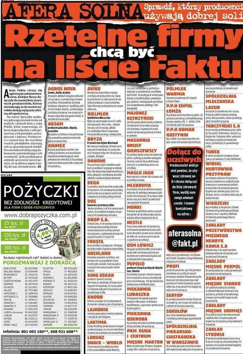 Rzetelne firmy chcą być na liście Faktu