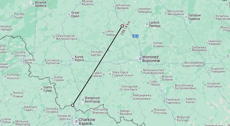 Jelec dzieli od granic Ukrainy około 288 km