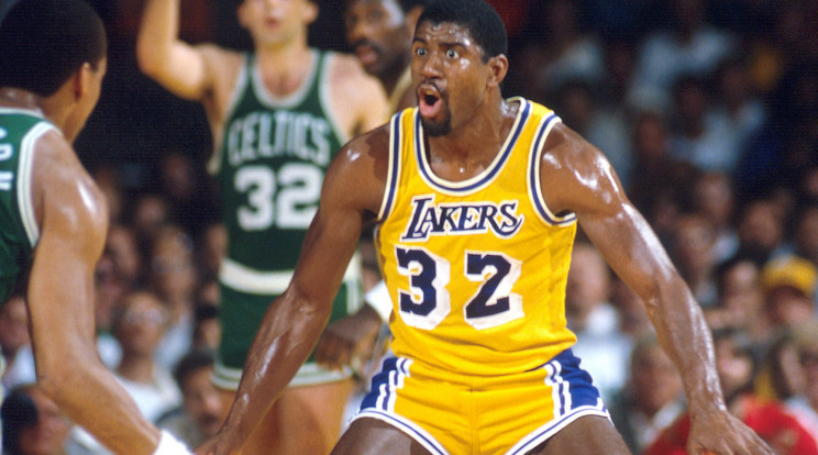 Magic Johnson, a '80-as években a Los Angeles Lakers és az NBA legnagyobb sztárja volt/Getty Images