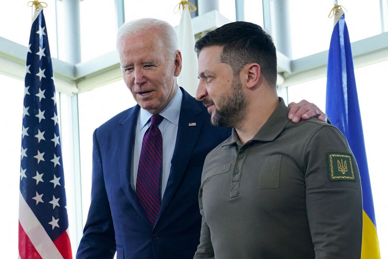 Joe Biden i Wołodymyr Zełenski podczas szczytu G& w Hiroszimie, Japonia, 21 maja 2023 r.