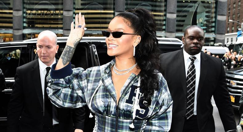 Rihanna is one of many celebrities who are frequently seen flanked by bodyguards for security.