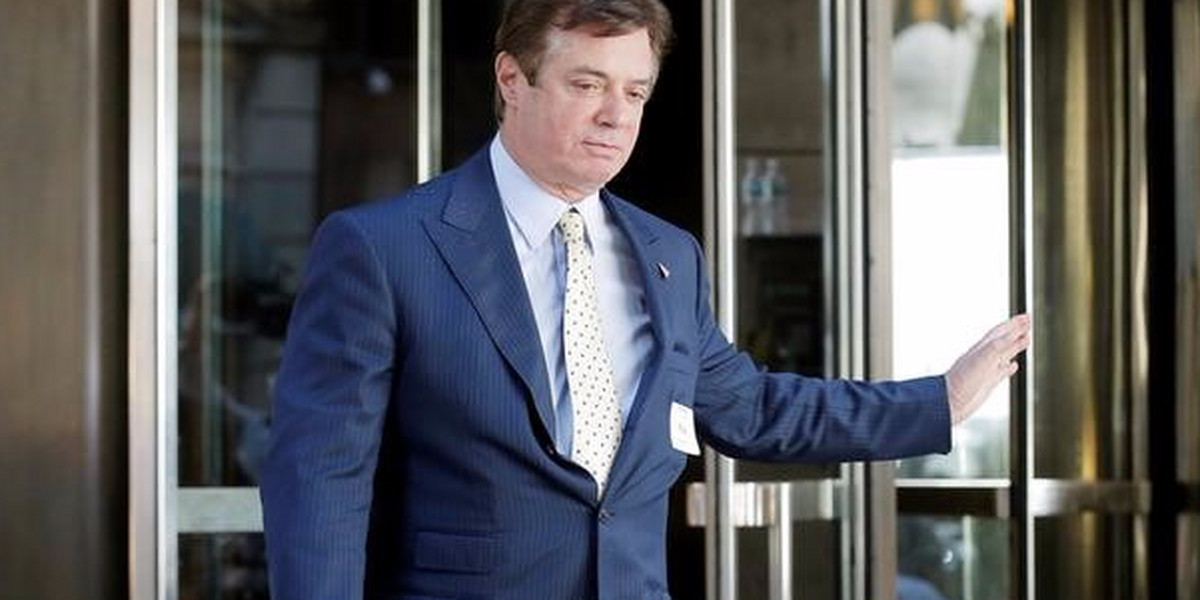 Paul Manafort exiting after a meeting in New York.