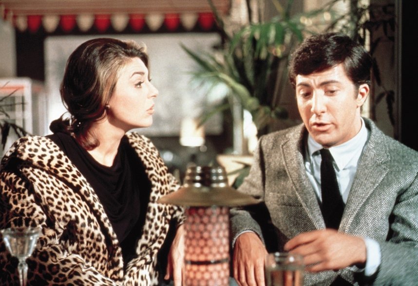 Anne Bancroft i Dustin Hoffman w filmie "Absolwent"