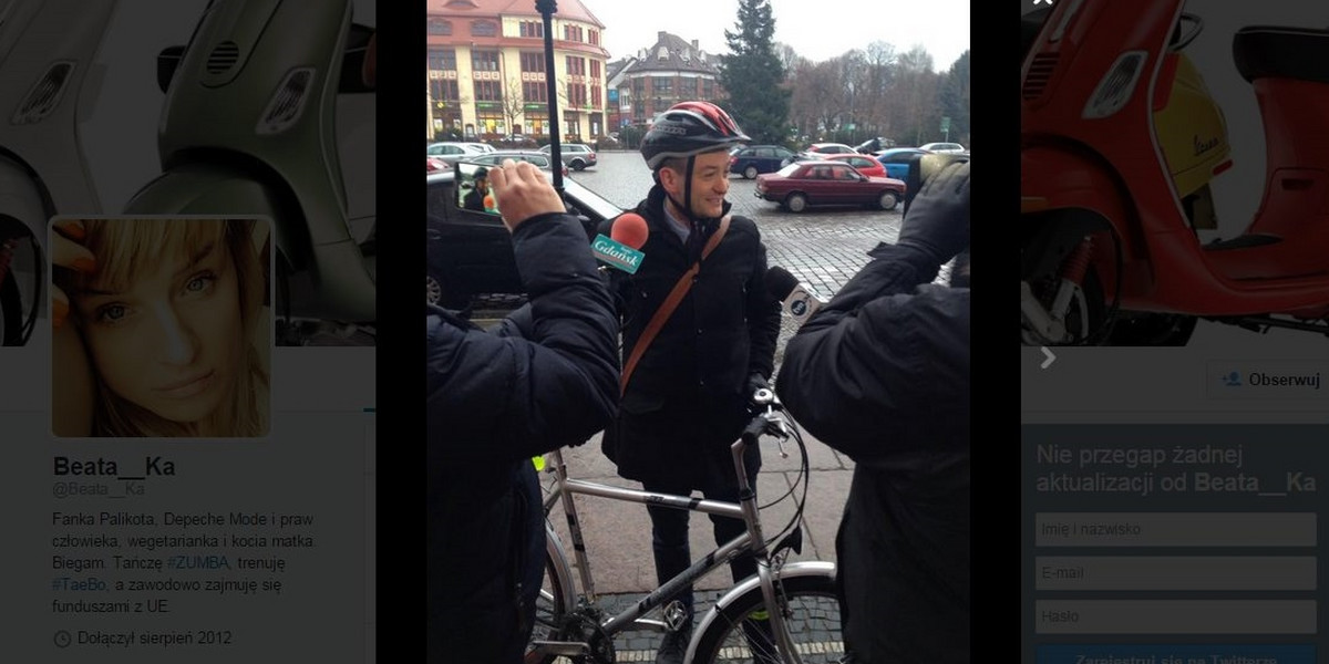 Biedroń do pracy pojechał na rowerze