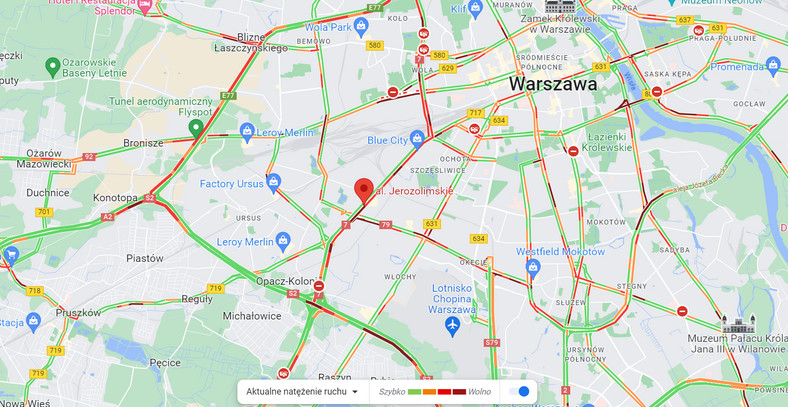 Sparaliżowany ruch w Warszawie