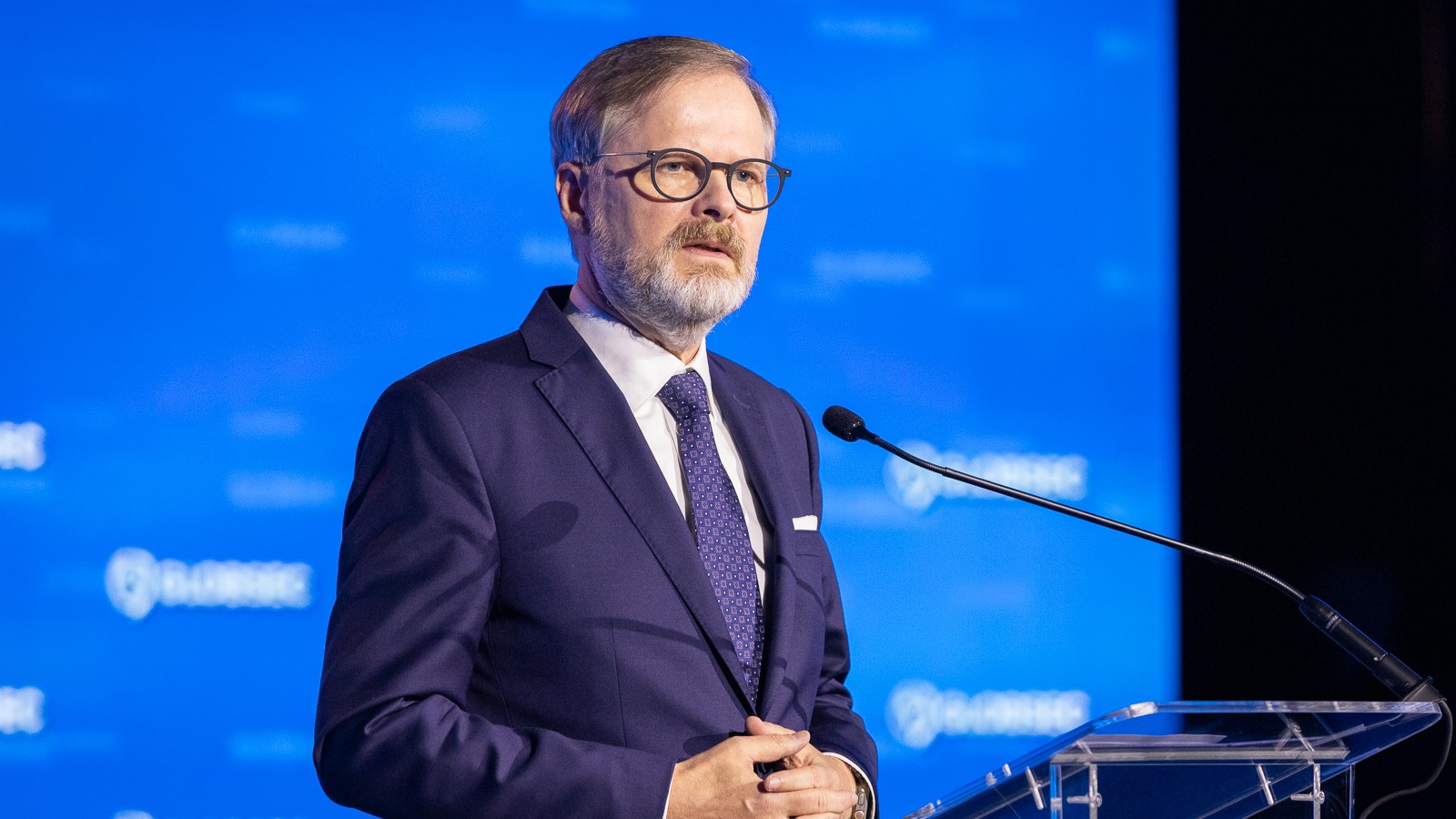 Český premiér Petr Fiala na konferencii Globsec.