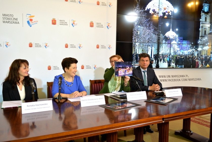 Renata Kaznowska, dyrektor Zarządu Terenów Publicznych, Hanna Gronkiewicz-Waltz, Prezydent Warszawy, Grażyna Lendzion, dyrektor Zarządu Dróg Miejskich, oraz Andrzej Matusiak, dyrektor Stołecznej Estrady