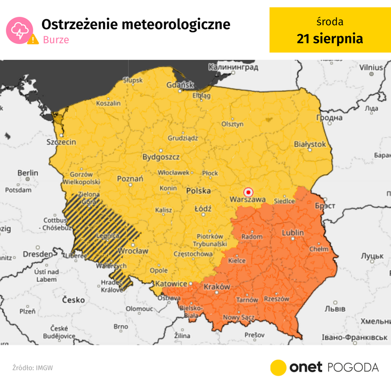 Cały kraj jest objęty ostrzeżeniami przed burzami