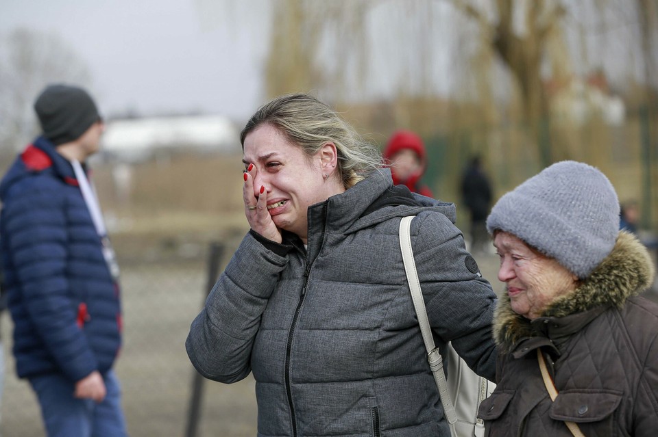 Ukrainka przejsciu przez granicę w Medyce