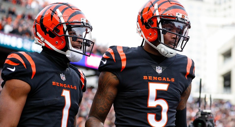 Ja'Marr Chase (left) and Tee Higgins with the Cincinnati Bengals.Ian Johnson/Icon Sportswire via Getty Images