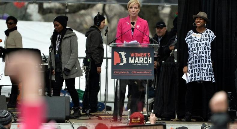 Planned Parenthood president, Cecile Richards, speaks during a protest on the National Mall in Washington, DC, for the Women's March